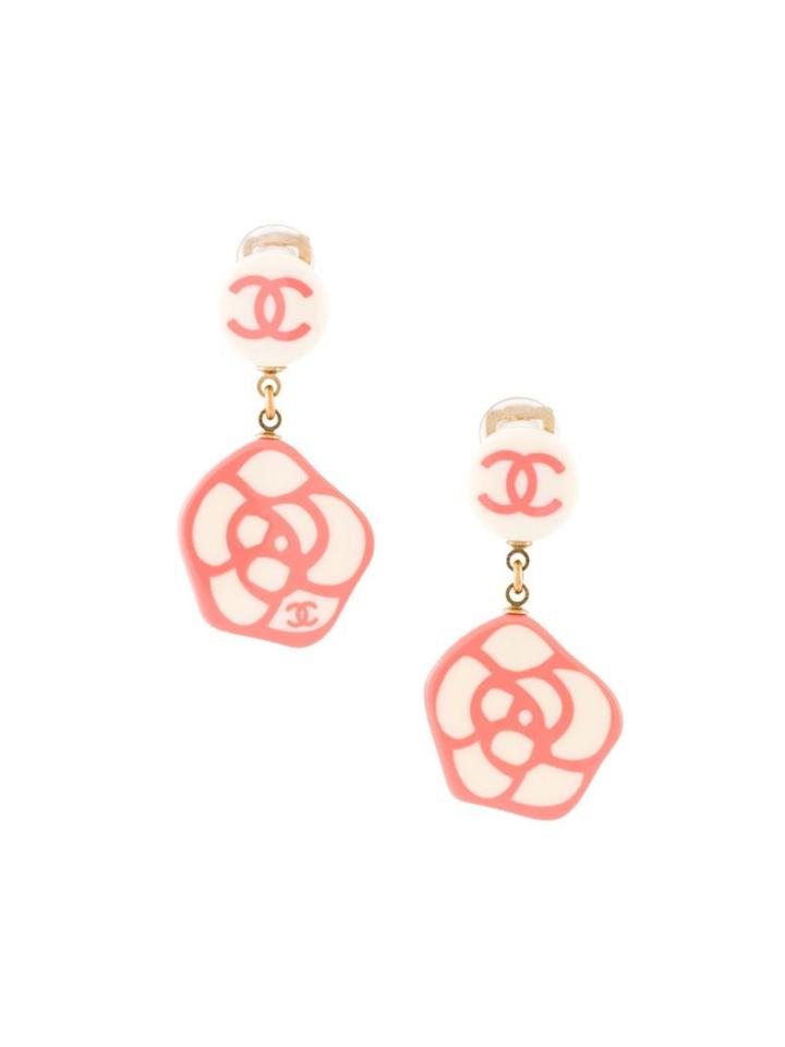 Chanel Vintage Drop Logo Clip-on Earrings