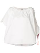 Fendi Asymmetric-sleeve Flared Top - White