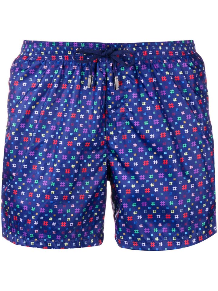 Fefè Hashtag Print Swim Shorts - Blue