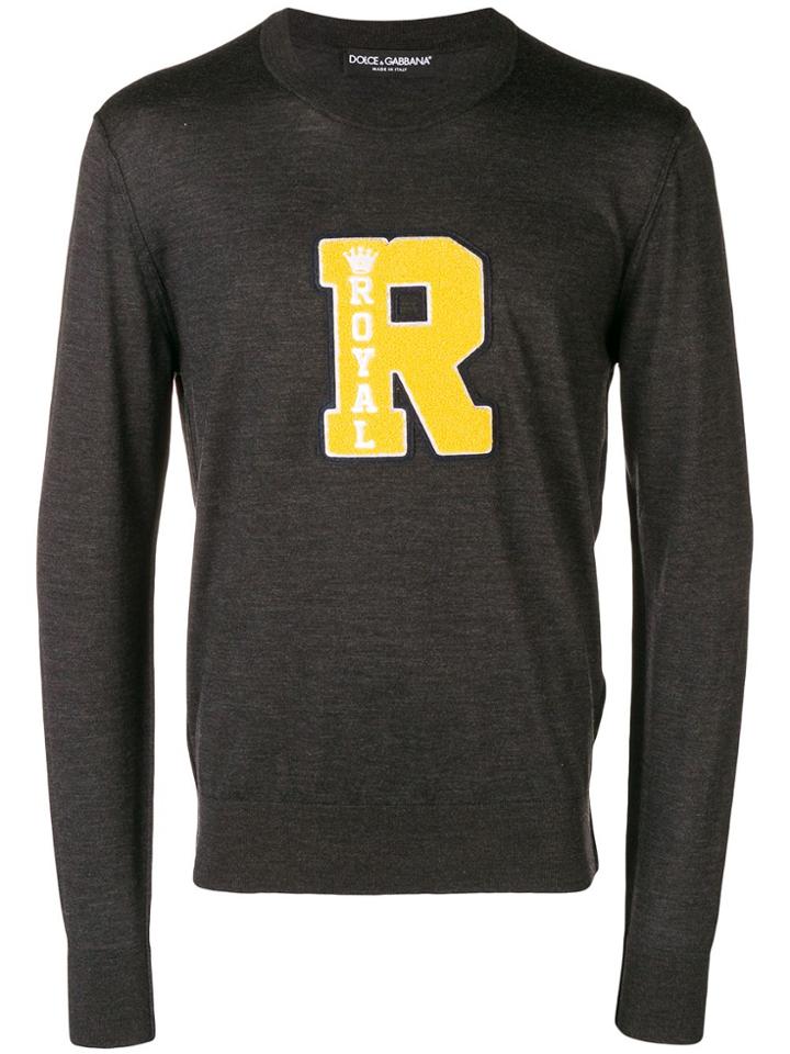 Dolce & Gabbana Royal R Patch Jumper - Grey