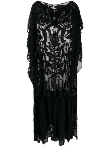 Emilio Pucci Embroidered Flared Beach Cover-up - Black