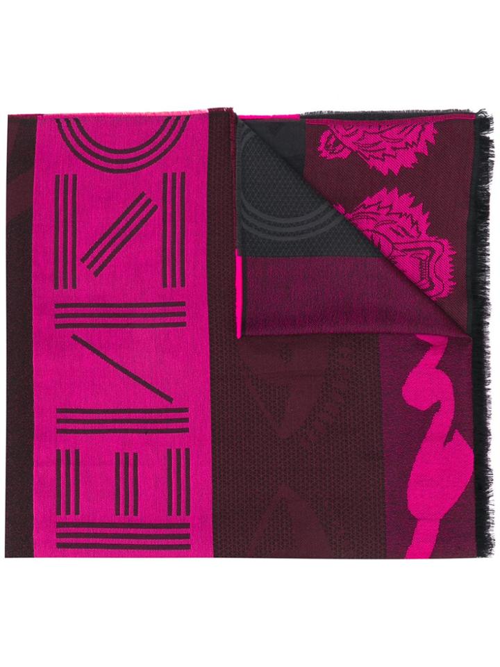 Kenzo Frayed Tiger Scarf - Pink