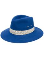 Maison Michel - Contrast Trim Hat - Women - Rabbit Fur Felt - S, Blue, Rabbit Fur Felt