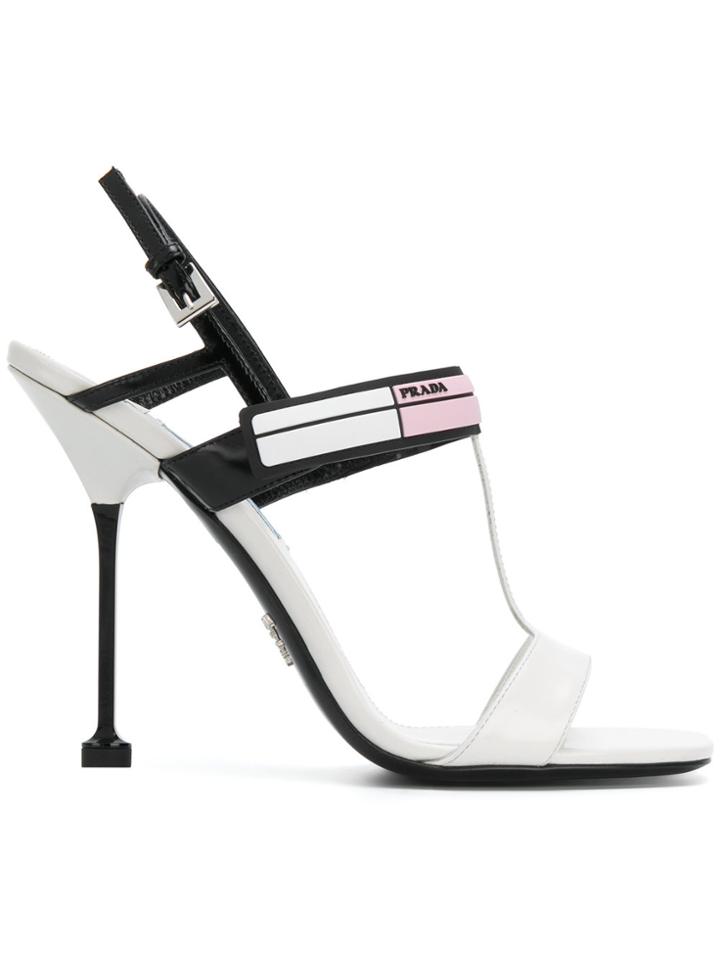 Prada Sporty Logo Sandals - White