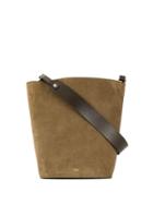 Closed Open Top Bucket Bag - Brown