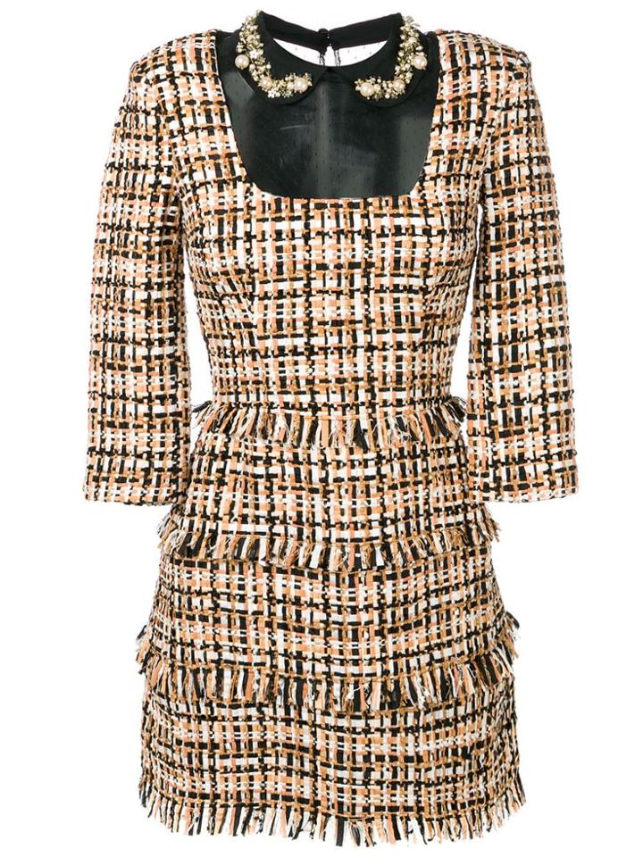 Elisabetta Franchi Tweed Mini Dress - Neutrals