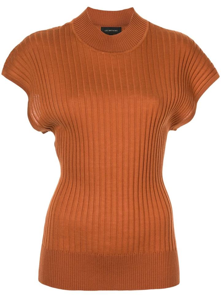 Lee Mathews Ribbed Shortsleeved Top - Brown
