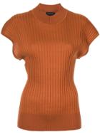 Lee Mathews Ribbed Shortsleeved Top - Brown
