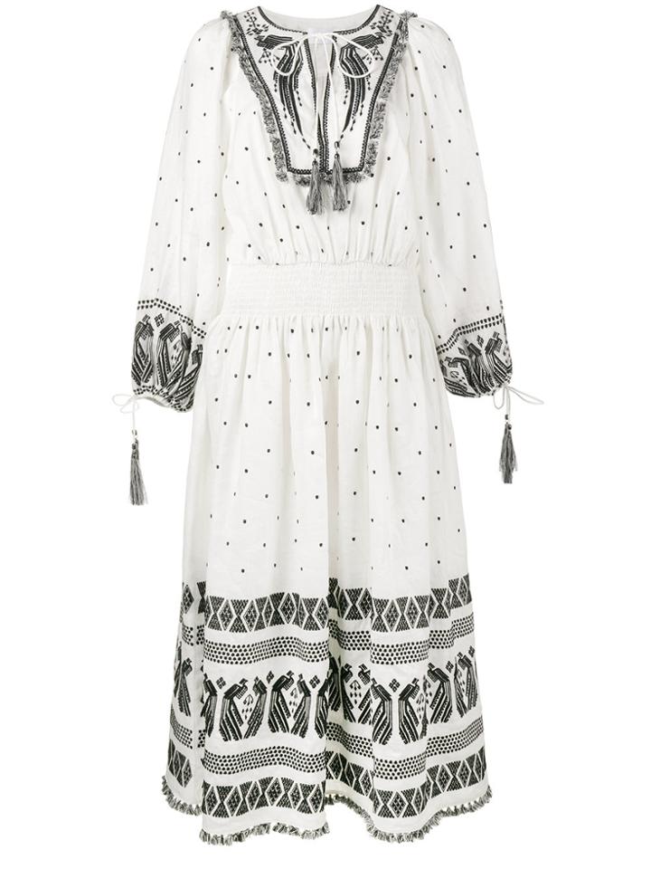 Zimmermann Embroidered Long Sleeve Dress - White