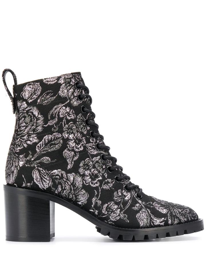 Jimmy Choo Cruz 65mm Embroidered Combat Boots - Black