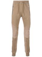 Balmain Biker Track Pants, Men's, Size: Xl, Nude/neutrals, Cotton/lamb Skin