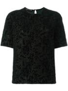 Rochas Embroidered T-shirt, Women's, Size: 44, Black, Silk/cotton