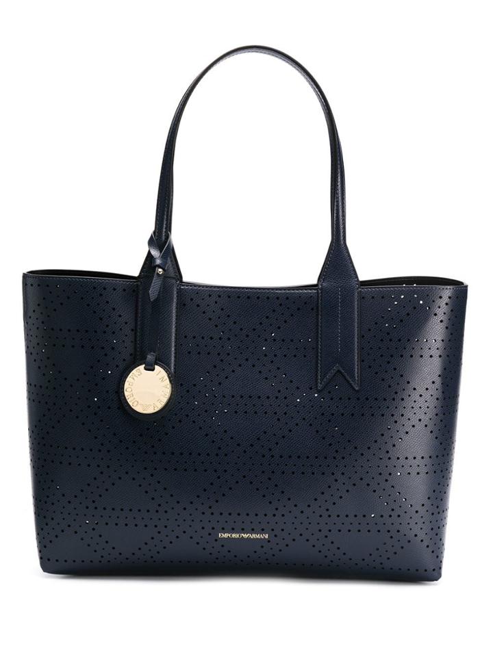 Emporio Armani Logo Charm Tote Bag - Blue