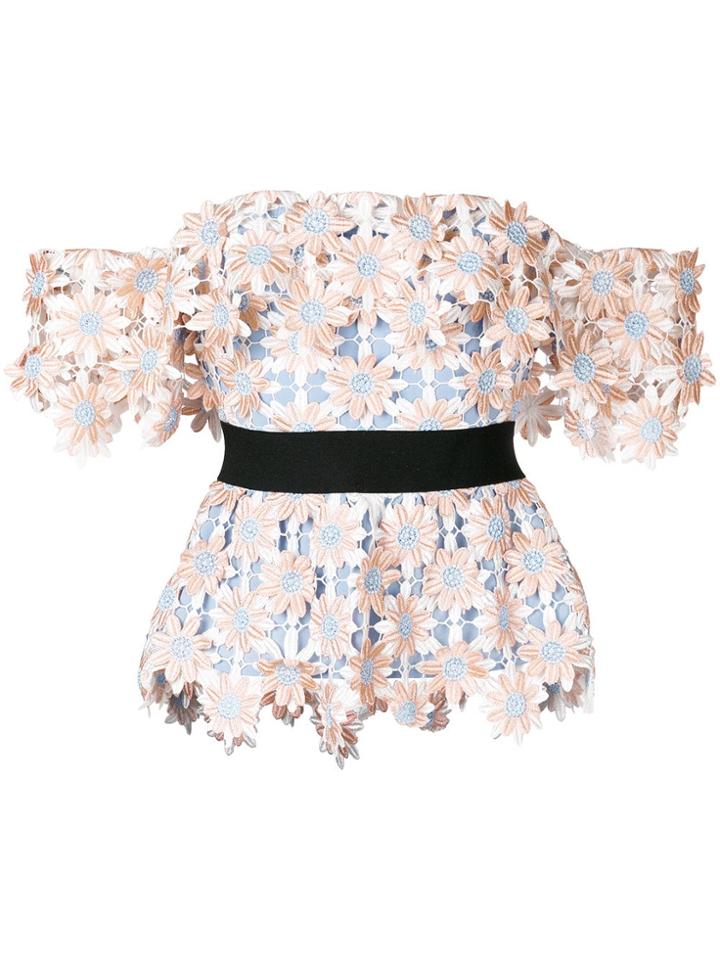 Self-portrait Off-the-shoulder Blouse - Pink