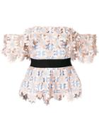 Self-portrait Off-the-shoulder Blouse - Pink