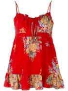 Alexander Mcqueen - Floral Print Tank Top - Women - Silk - 40, Red, Silk