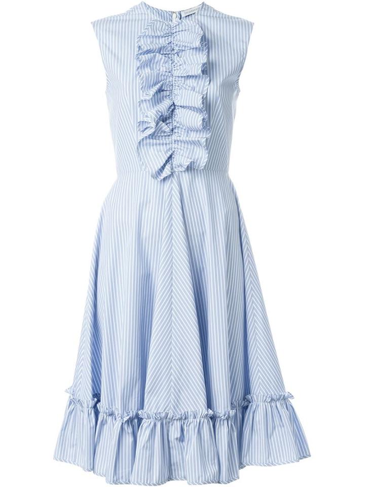 J.w. Anderson Pinstriped Ruffle Front And Hem Dress
