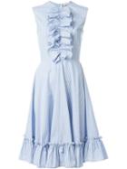 J.w. Anderson Pinstriped Ruffle Front And Hem Dress