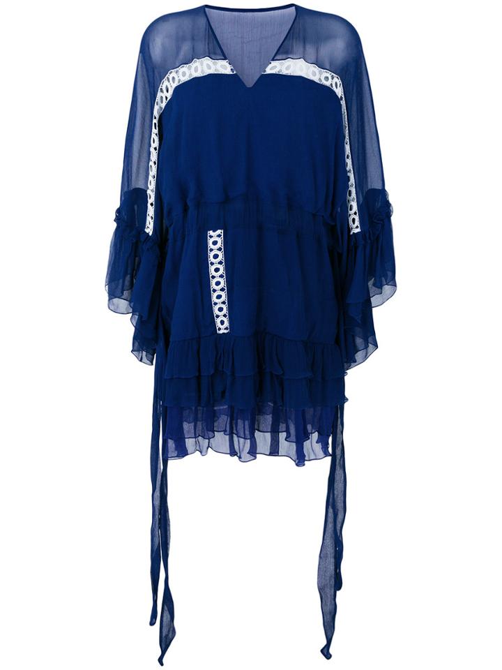 Pierre Balmain Frill-trim Flared Dress - Blue