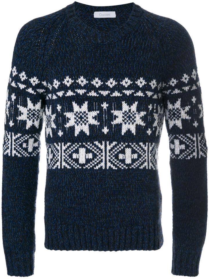 Cruciani Cashmere Intarsia Jumper - Blue