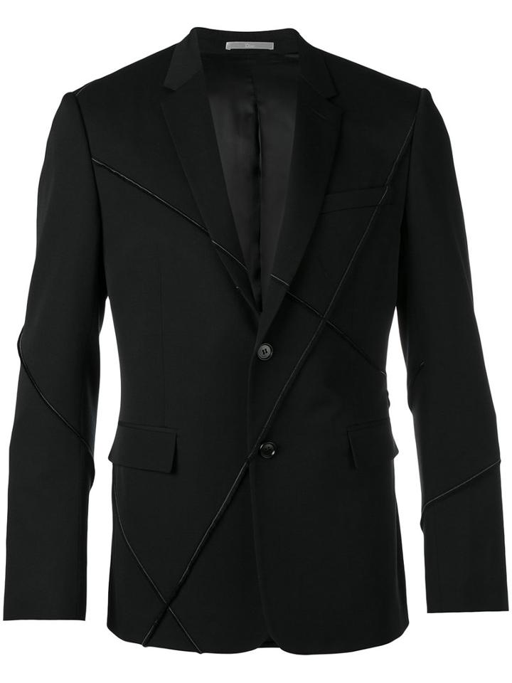 Dior Homme Ribbed Detail Casual Blazer, Men's, Size: 48, Black, Cupro/virgin Wool