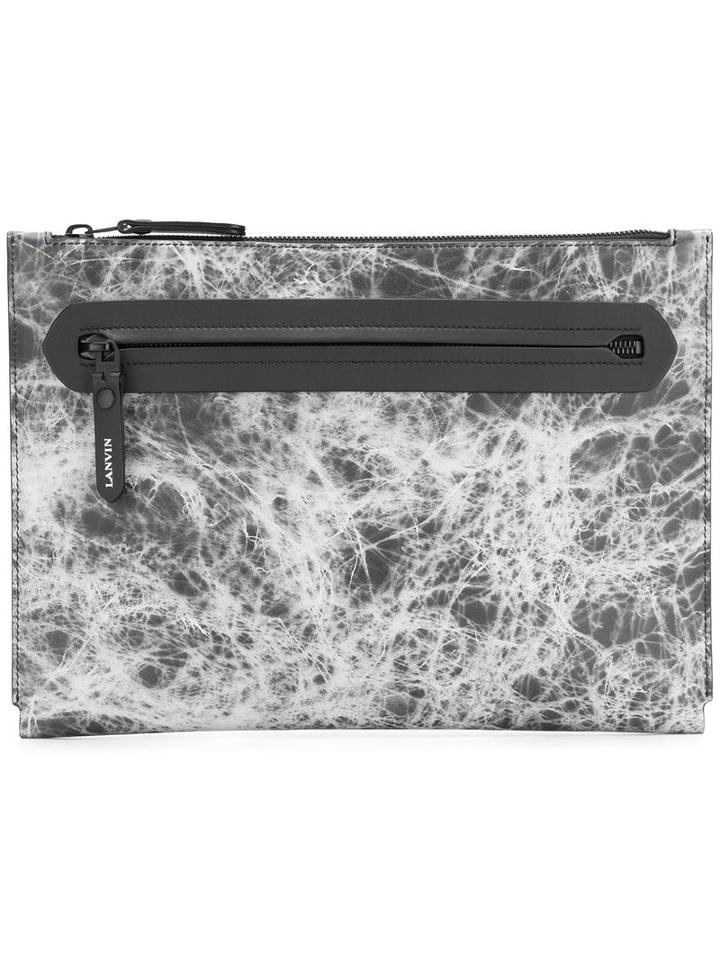 Lanvin Marbled Effect Clutch, Men's, Black, Calf Leather/polyester