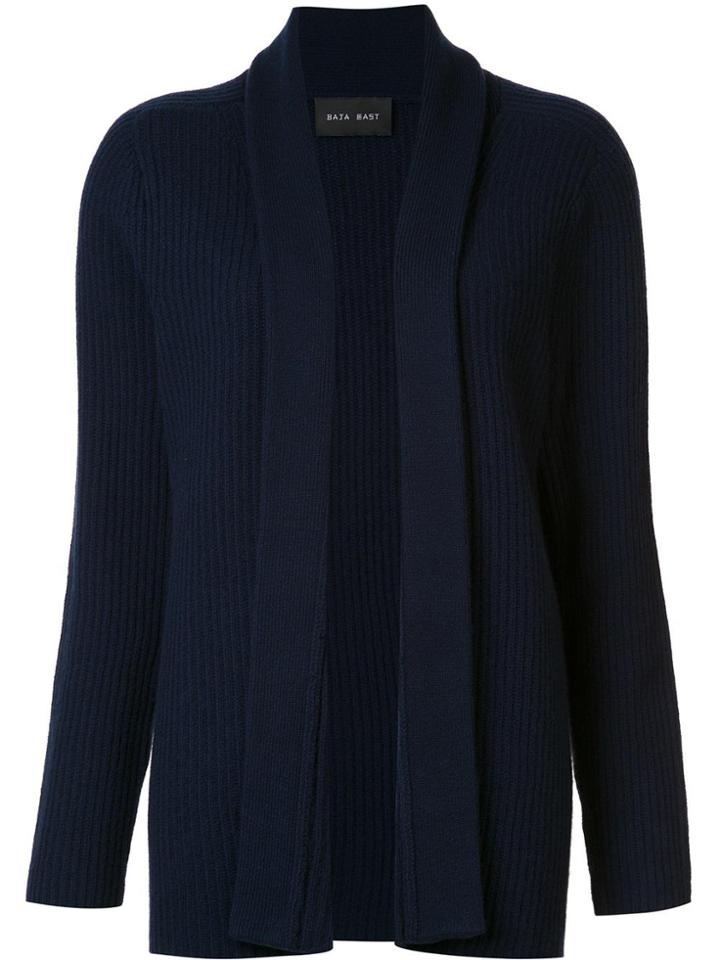 Baja East Shawl Lapel Ribbed Cardigan - Blue
