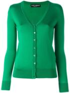 Dolce & Gabbana V-neck Cardigan, Women's, Size: 42, Green, Silk