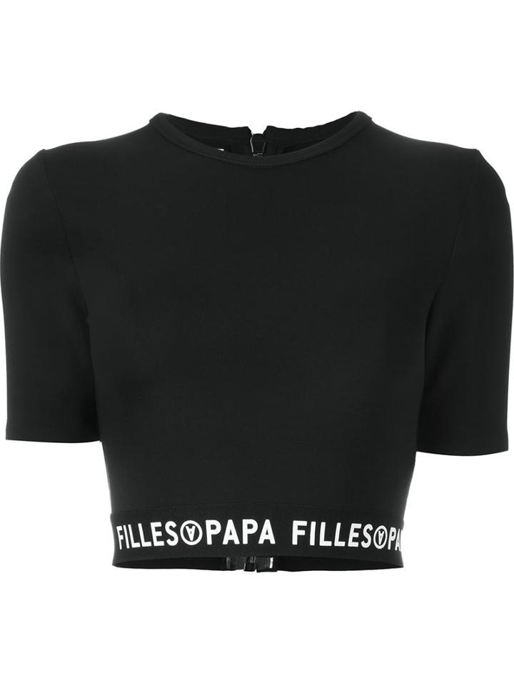 Filles A Papa Logo Waist Cropped Fitted T-shirt