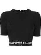 Filles A Papa Logo Waist Cropped Fitted T-shirt