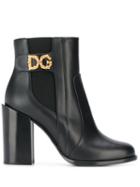 Dolce & Gabbana Embellished Logo Boots - Black