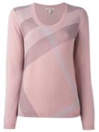 Burberry Stripe Pattern Pullover, Women's, Size: Large, Pink/purple, Cashmere/merino