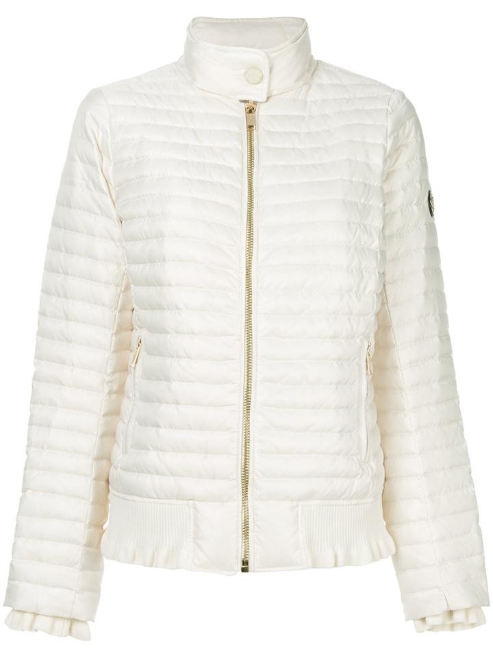 Michael Michael Kors - Padded Frill Cuff Jacket - Women - Nylon/polyester/spandex/elastane/viscose - L, White, Nylon/polyester/spandex/elastane/viscose