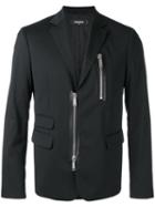 Dsquared2 - Zipped Blazer - Men - Cotton/calf Leather/polyester/wool - 52, Black, Cotton/calf Leather/polyester/wool