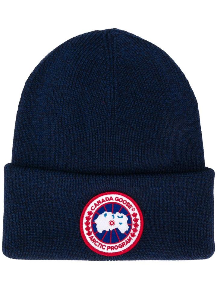 Canada Goose Knitted Logo Beanie - Blue