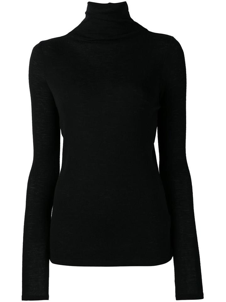 Vince Slim Fit Roll Neck Knitted Top, Women's, Size: Small, Black, Wool