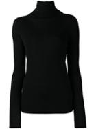 Vince Slim Fit Roll Neck Knitted Top, Women's, Size: Small, Black, Wool