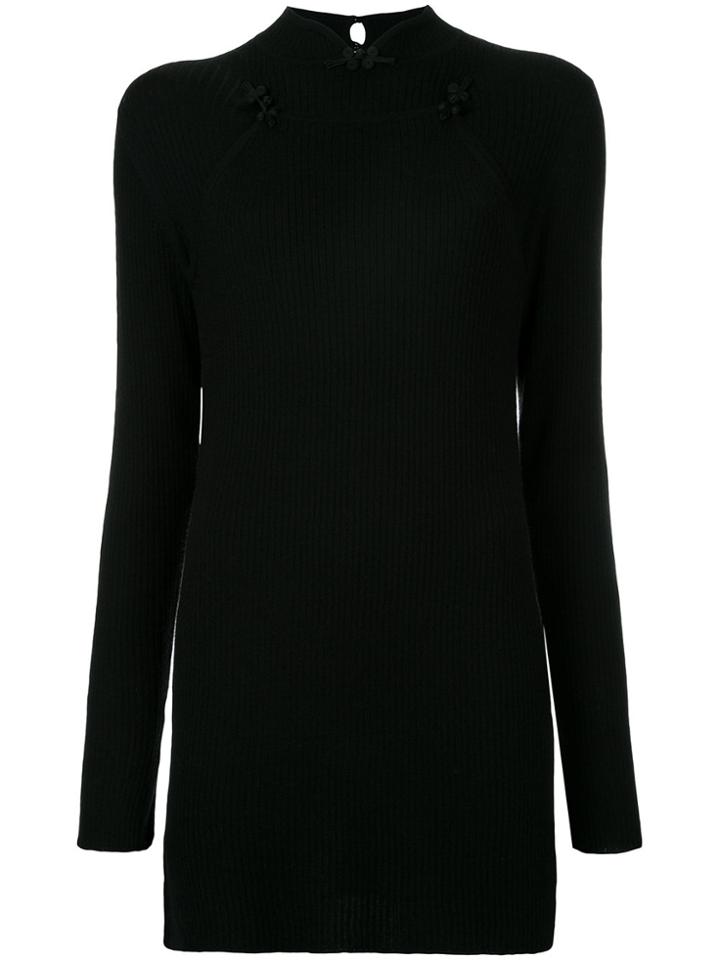 G.v.g.v. Mandarin Collar Ribbed Sweater - Black