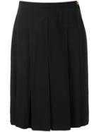 Chanel Vintage 1990's Silk Box Pleat Knee-length Skirt - Black