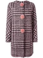 Pom Pom Detail Coat, Women's, Size: 44, Pink/purple, Polyamide/polyester/wool/alpaca, Ermanno Scervino