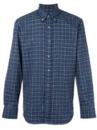 Canali Slim-fit Checked Shirt, Men's, Size: Medium, Blue, Cotton