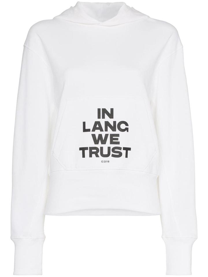 Helmut Lang Logo Print Hooded Jumper - White