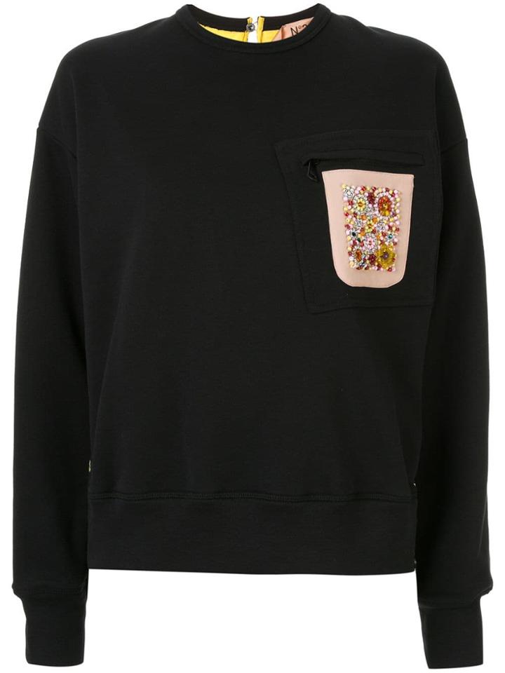No21 Embellished Chest Pocket Sweatshirt - Black