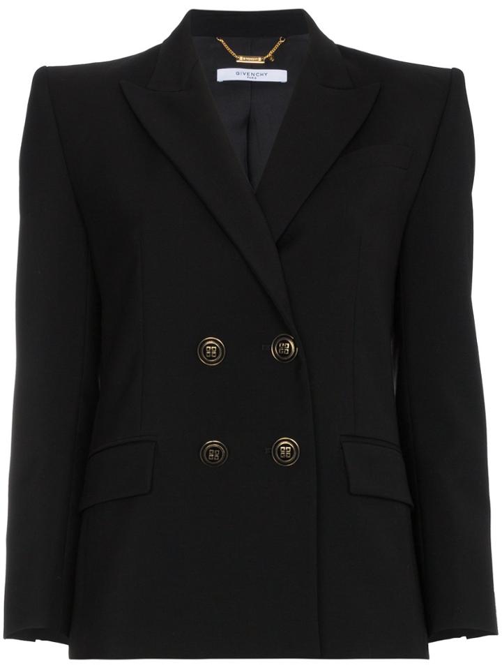 Givenchy Double Breasted Fitted Wool Jacket - Black