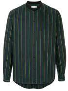Tomorrowland Striped Shawl Collar Shirt - Green