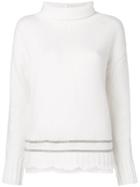 Fabiana Filippi Turtleneck Raw Edge Sweater - White