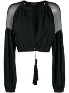 Wandering - Sheer Panel Cropped Jacket - Women - Silk/polyester/spandex/elastane - 44, Black, Silk/polyester/spandex/elastane