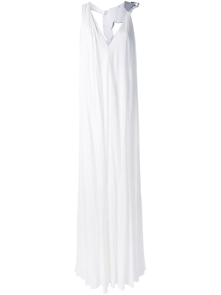 Jay Ahr Silver-tone Detail Long Dress, Women's, Size: 36, White, Rayon