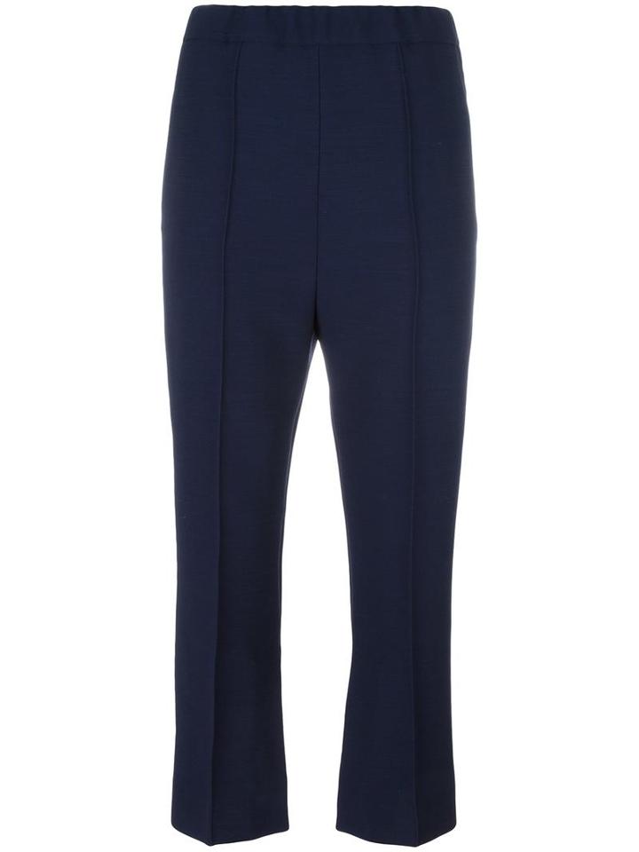 Marni Cropped Kick Flare Trousers, Women's, Size: 38, Blue, Viscose/cupro/polyester/spandex/elastane