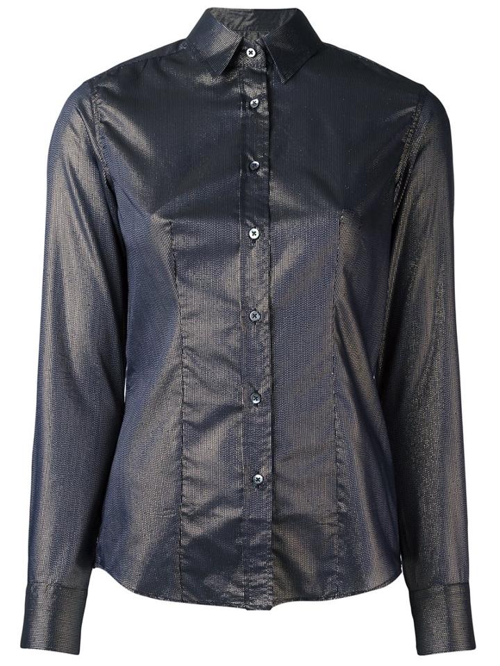 Xacus Metallic Fitted Shirt, Women's, Size: 48, Blue, Cotton/polyester/viscose